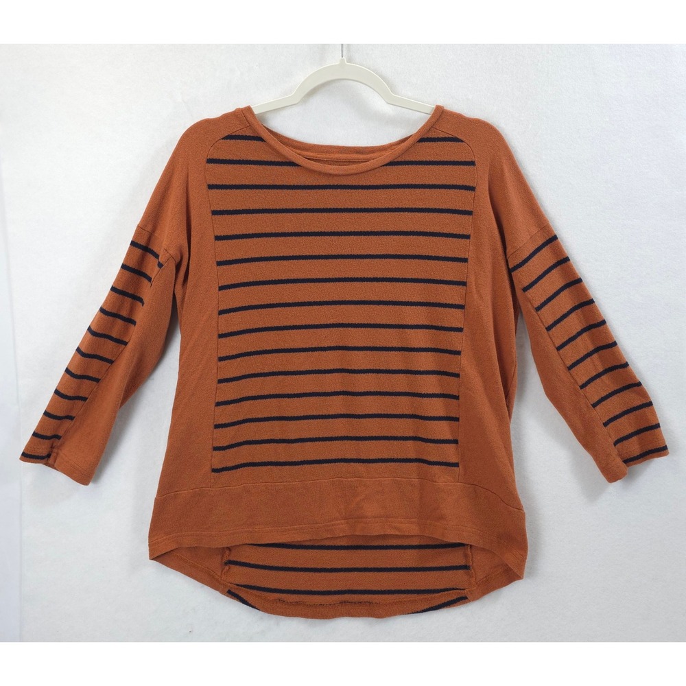 Madewell Striped Knit Top High Low Rust Women M Casual Boho Minimalist